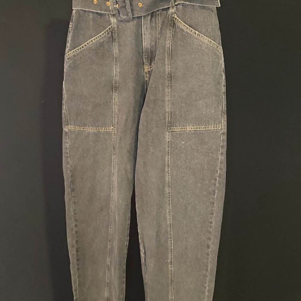 LE LIS Faded Black High Waisted Tapered Pants